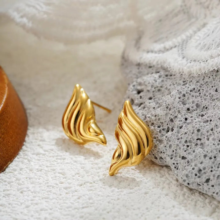 Gold Plated Textured Shell Starfish Earrings