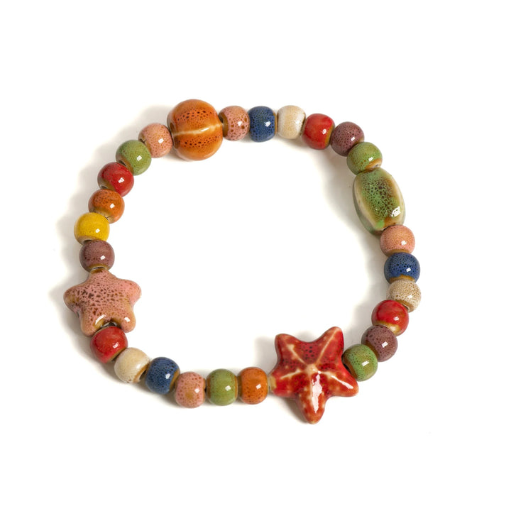 Vibrant Ceramic Starfish Seashell Bracelet