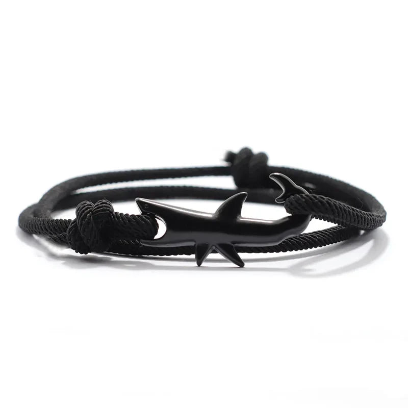 Men's Black Shark Cord Bracelet