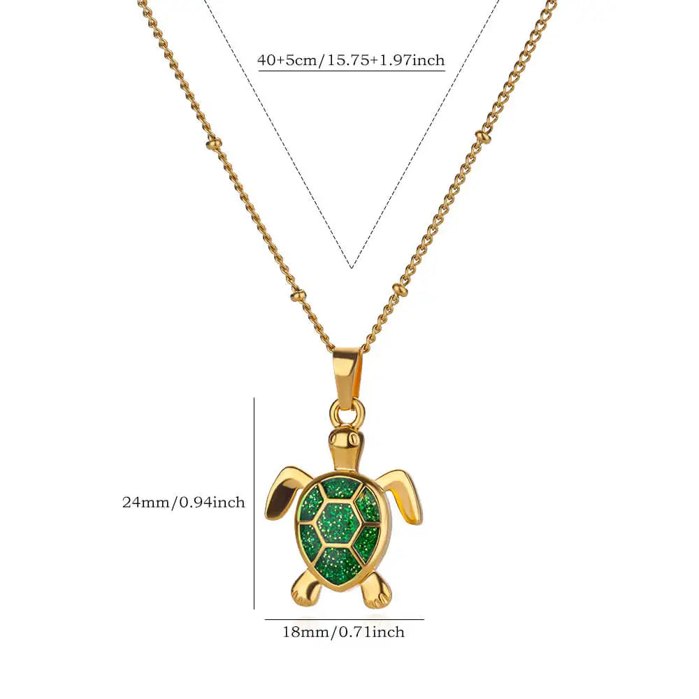 Gold Stainless Steel Starfish Sea Turtle Necklace