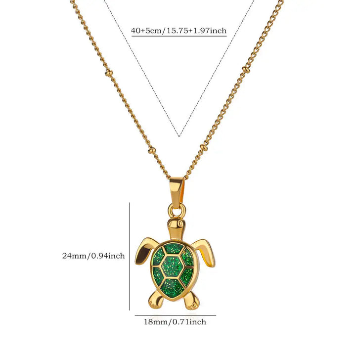 Gold Stainless Steel Starfish Sea Turtle Necklace