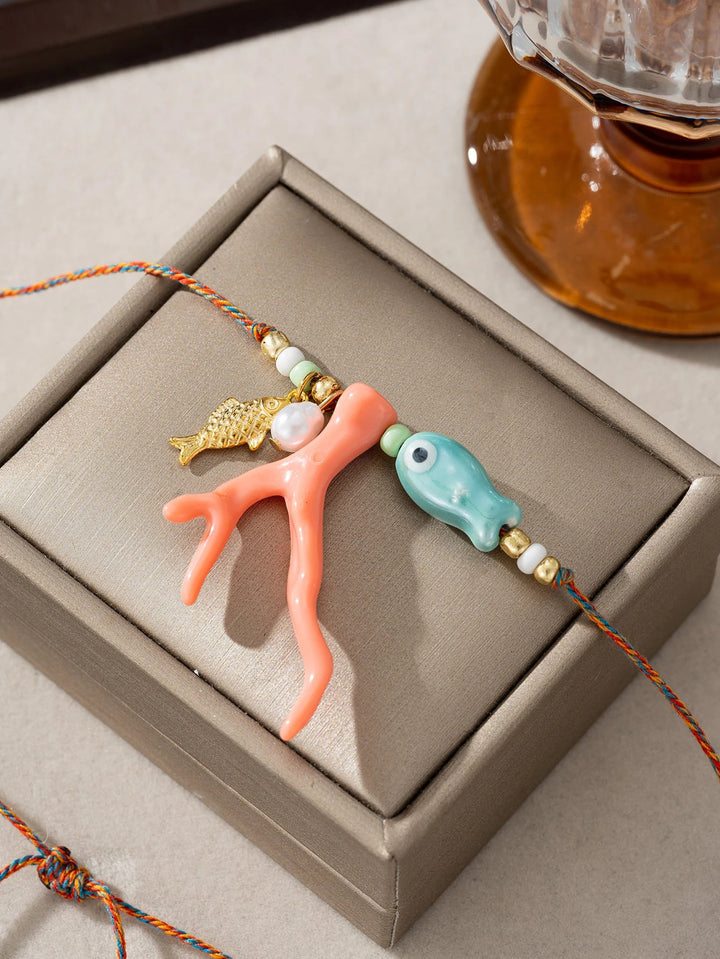 Ocean Coral Glass Fish Necklace