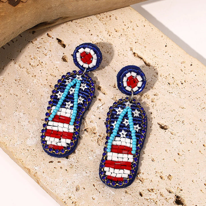 Starfish Conch Seed Bead Drop Earrings