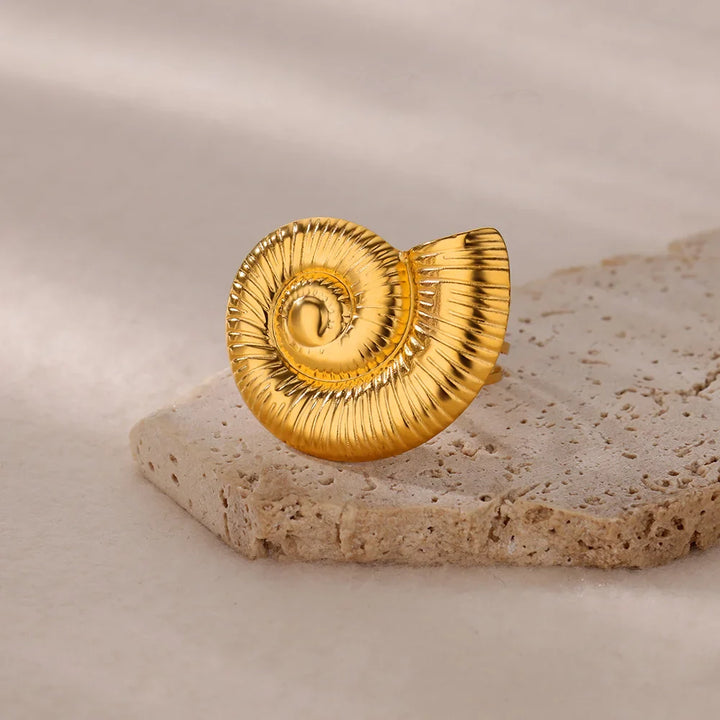 Gold Starfish & Shell Open Ring