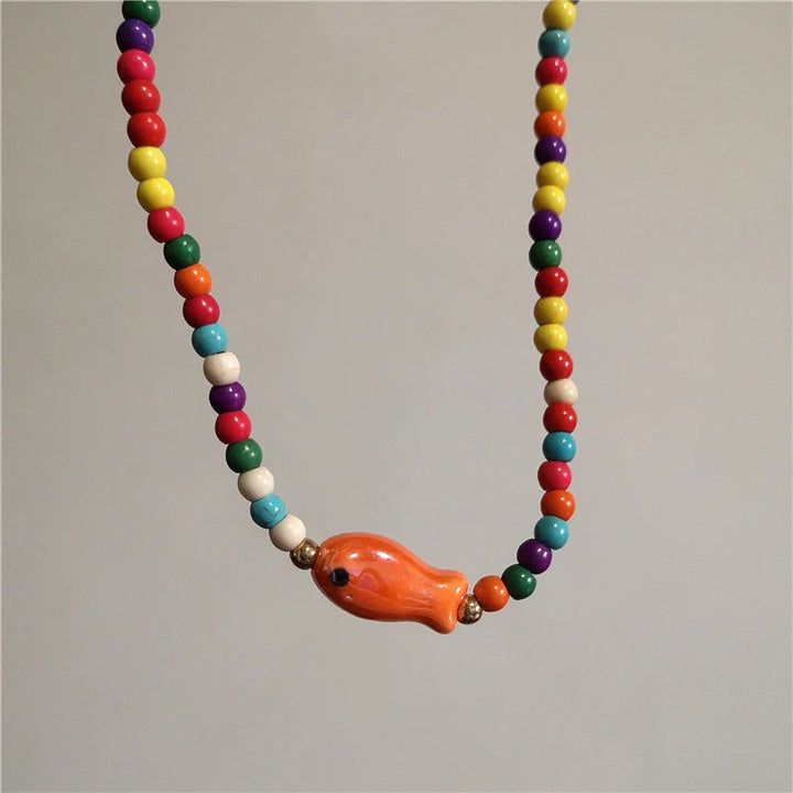 Orange Ceramic Fish Starfish Choker