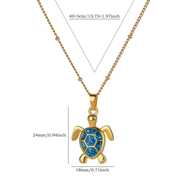 Gold Stainless Steel Starfish Sea Turtle Necklace