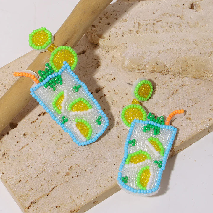 Starfish Conch Seed Bead Drop Earrings