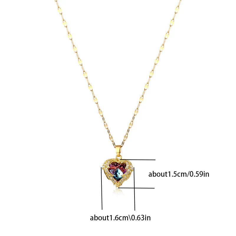 Gold Plated Crystal Ocean Heart Necklace