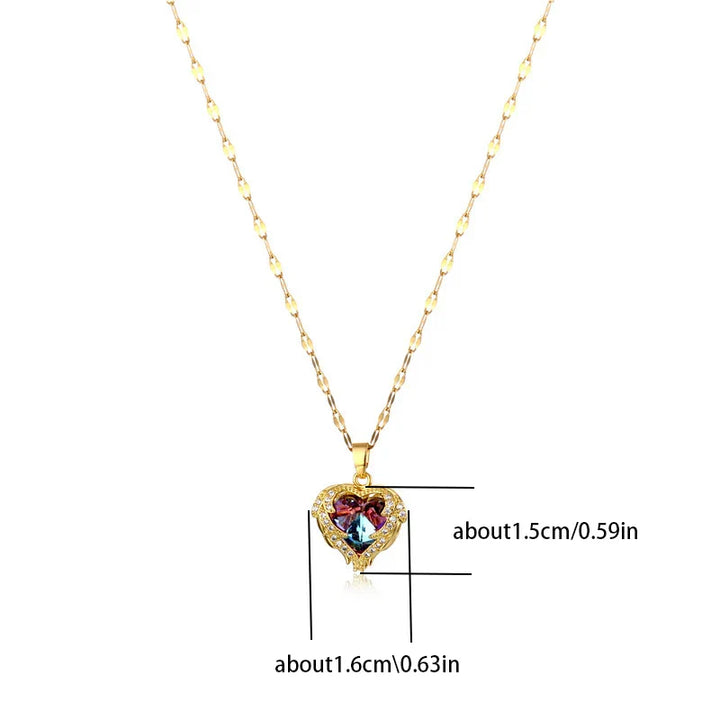 Gold Plated Crystal Ocean Heart Necklace