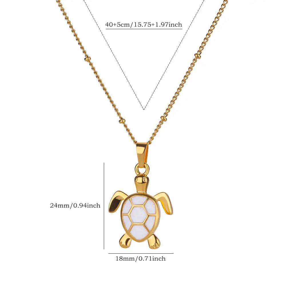 Gold Stainless Steel Starfish Sea Turtle Necklace