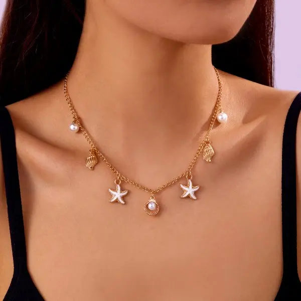 Gold-Toned Ocean Charms Necklace