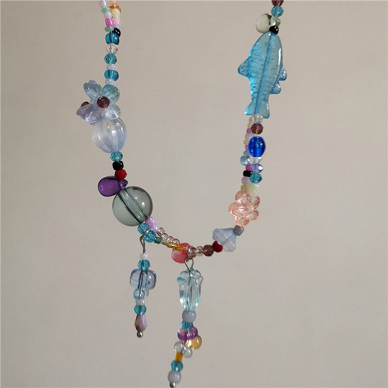 Orange Ceramic Fish Starfish Choker