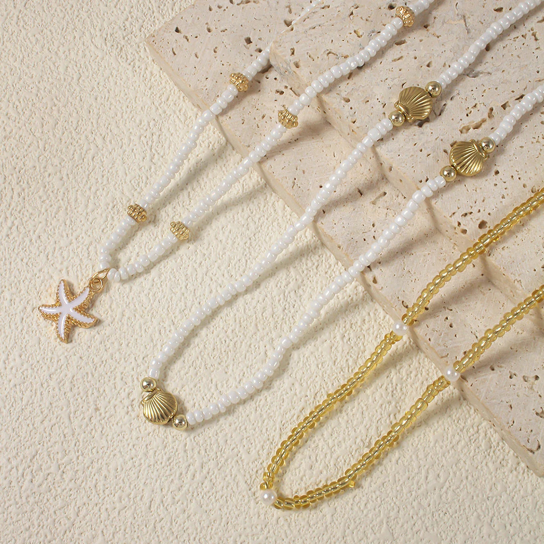 Stacked Bead Starfish Shell Necklace
