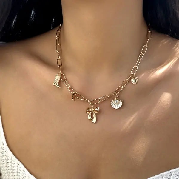 Gold-Toned Ocean Charms Necklace