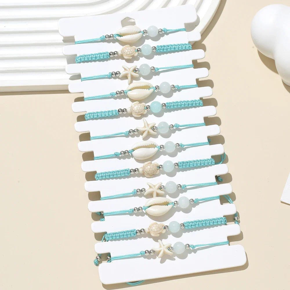 Shell Starfish Turtle Bracelet Set