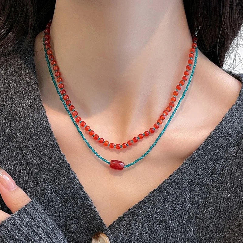 Orange Ceramic Fish Starfish Choker