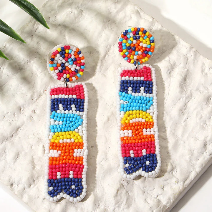 Starfish Conch Seed Bead Drop Earrings