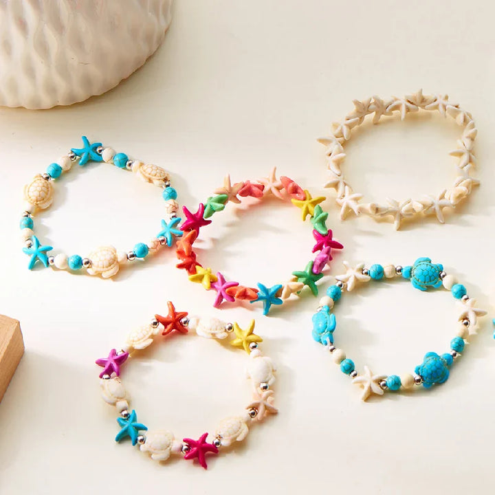 Woven Shell, Star & Turtle Bracelet