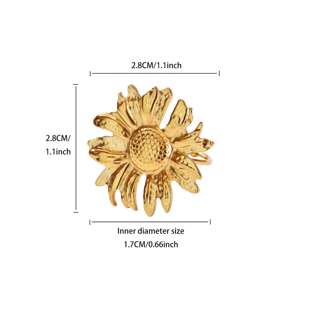 Gold Starfish & Shell Open Ring