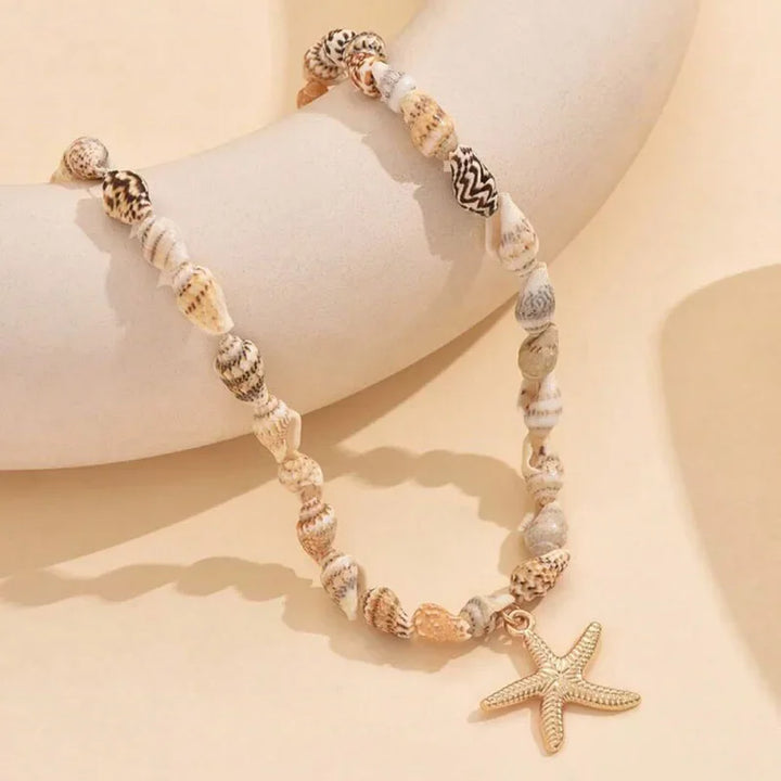 Beaded Seashell Starfish Choker Necklace