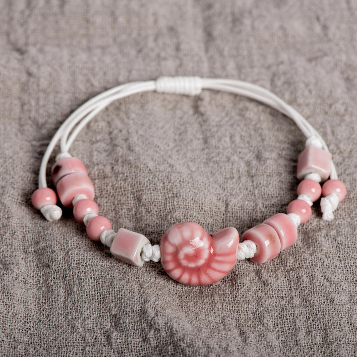 Vintage Ceramic Seashell Bracelet