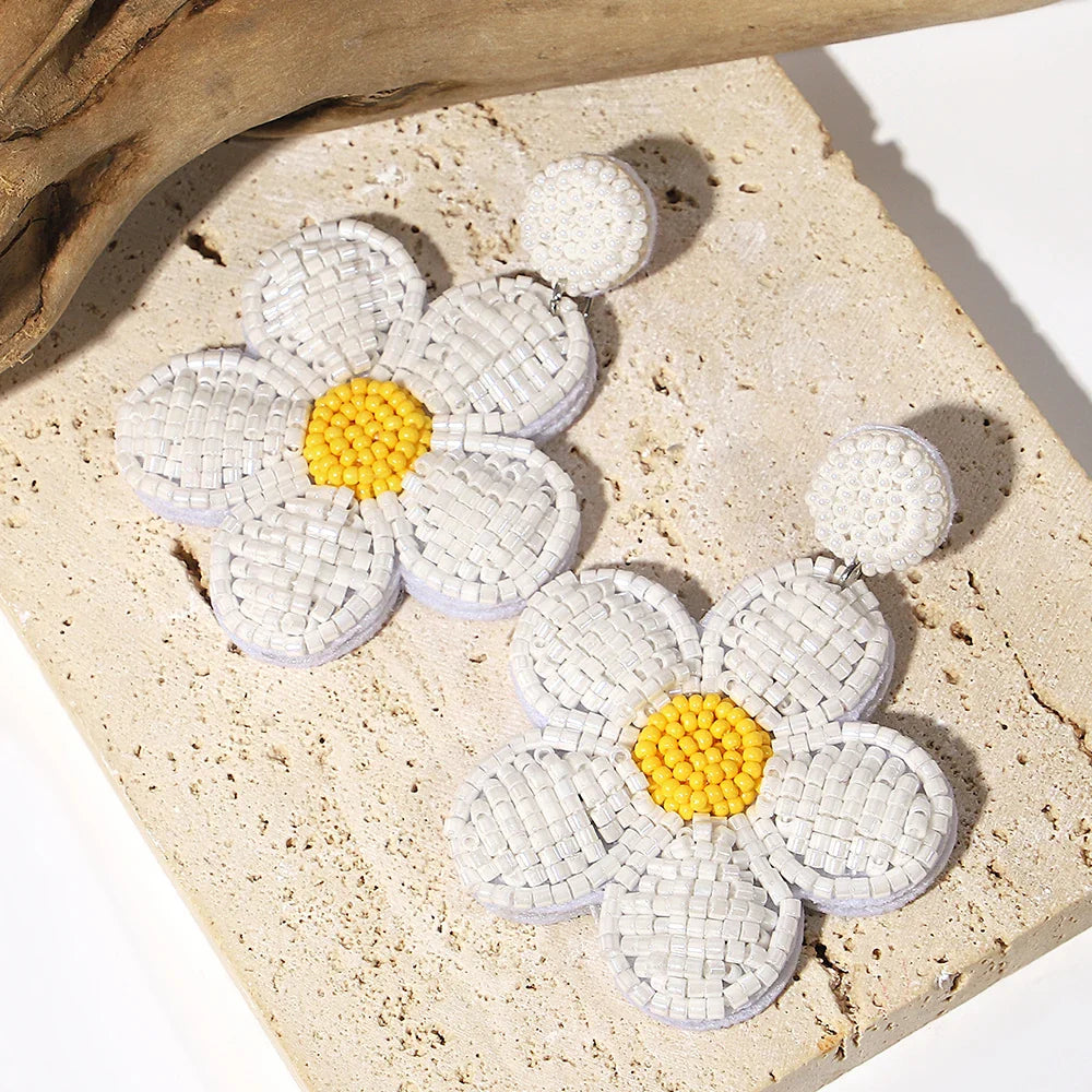 Starfish Conch Seed Bead Drop Earrings