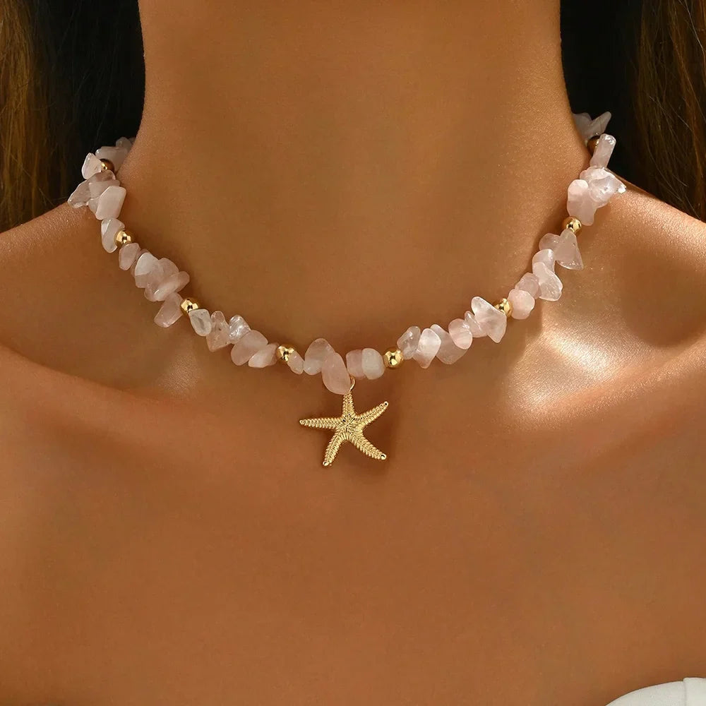 Natural Seashell Bead & Pendant Necklace
