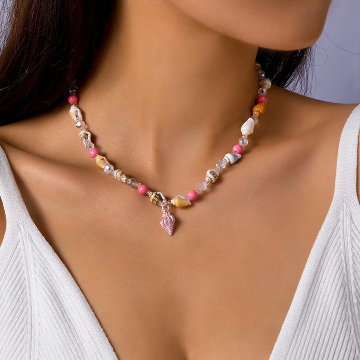 Beaded Seashell Starfish Choker Necklace