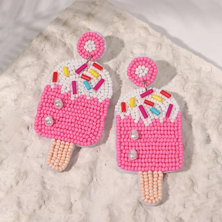 Starfish Conch Seed Bead Drop Earrings