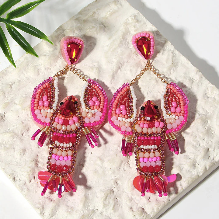 Starfish Conch Seed Bead Drop Earrings