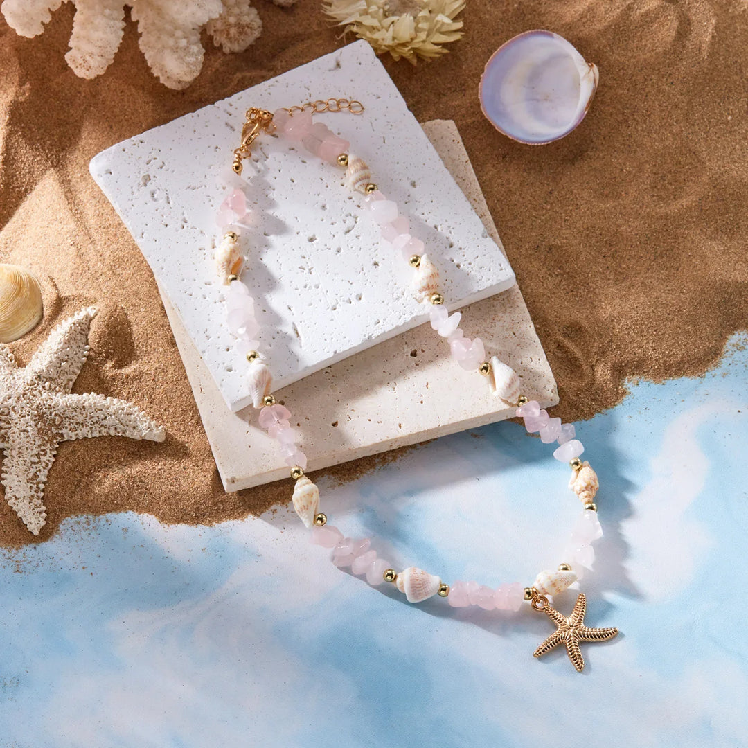 Bohemian Starfish & Stone Necklace