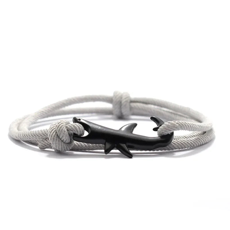 Men's Black Shark Cord Bracelet