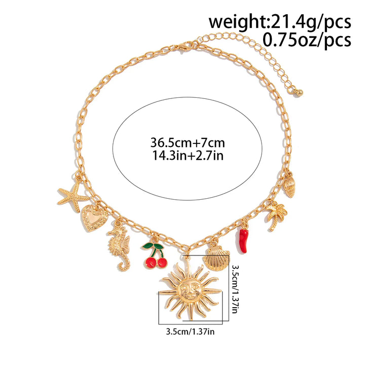 Golden Starfish Scallop Necklace