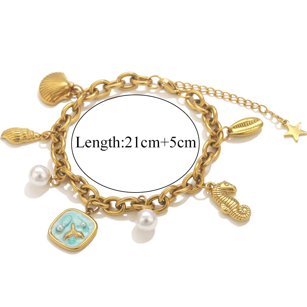 Gold-Plated Starfish Shell Bracelet