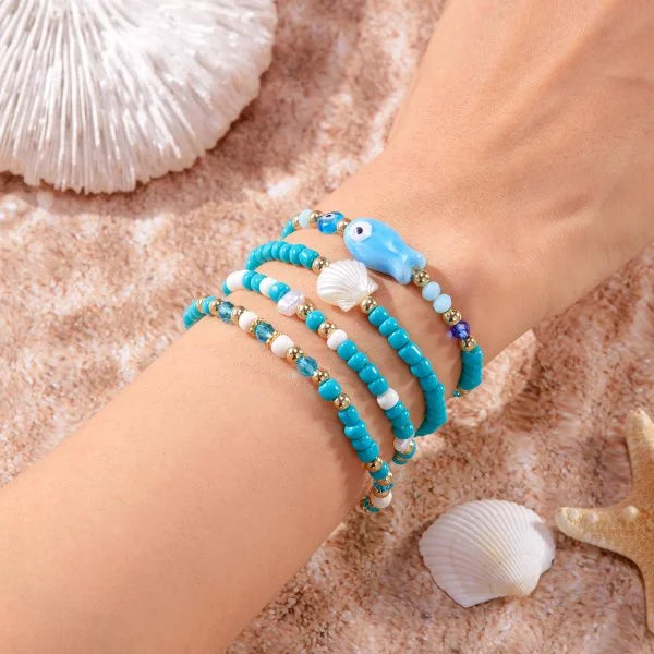 Woven Shell, Star & Turtle Bracelet