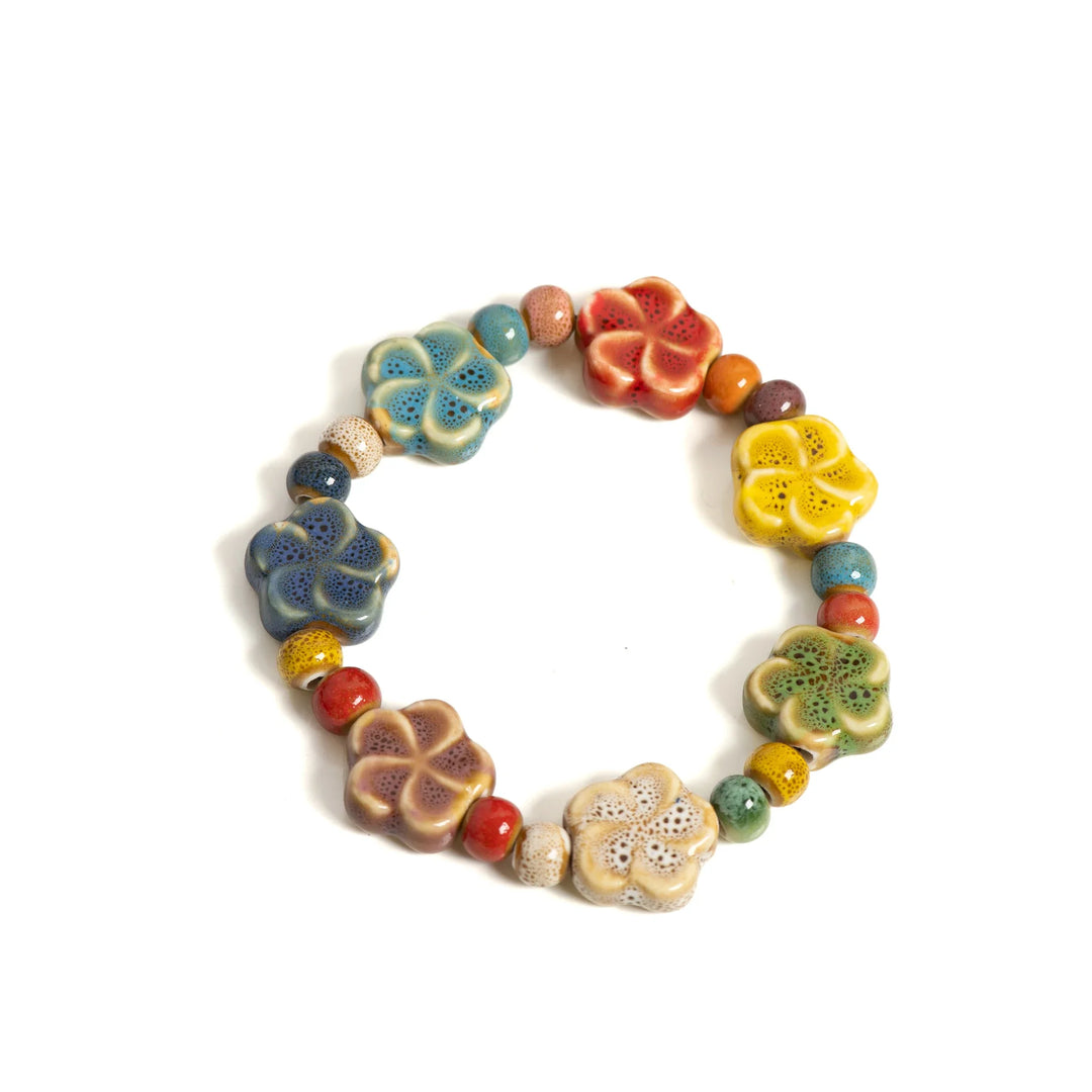 Vibrant Ceramic Starfish Seashell Bracelet