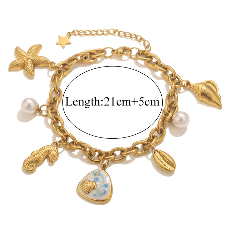 Gold-Plated Starfish Shell Bracelet