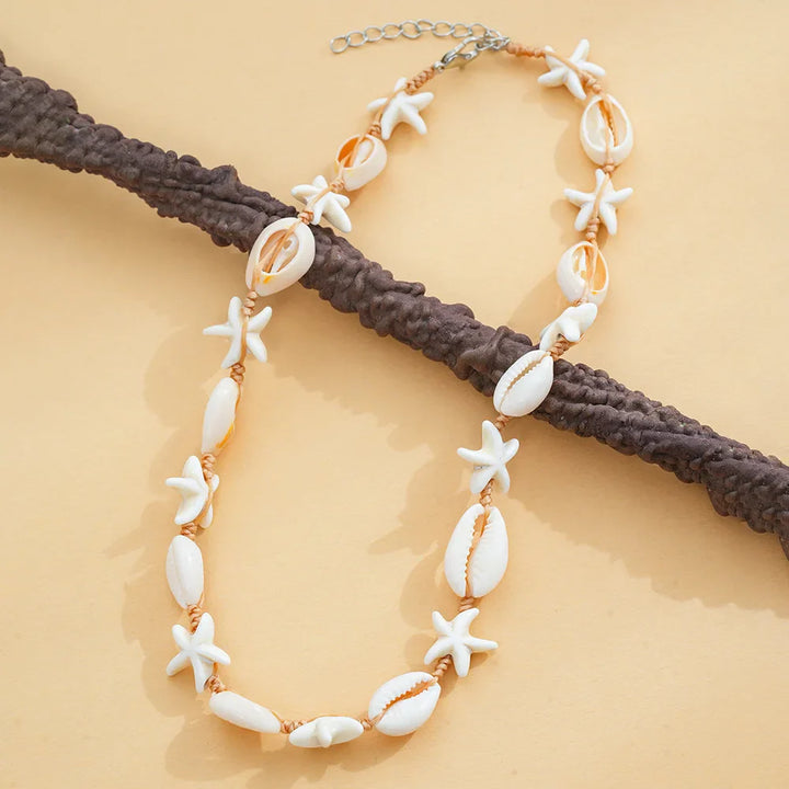 Beaded Seashell Starfish Choker Necklace