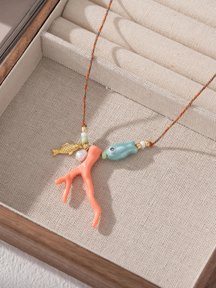 Ocean Coral Glass Fish Necklace