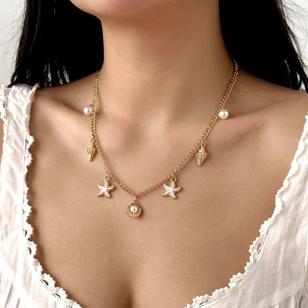 Gold-Toned Ocean Charms Necklace