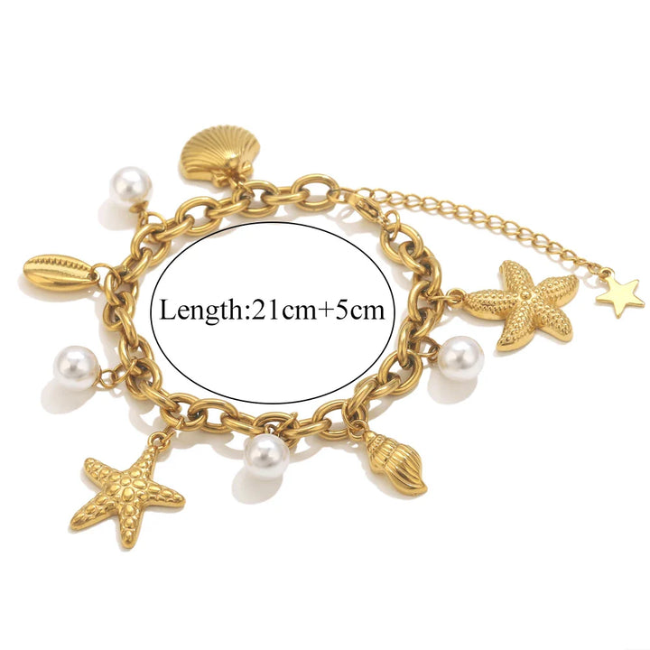 Gold-Plated Starfish Shell Bracelet