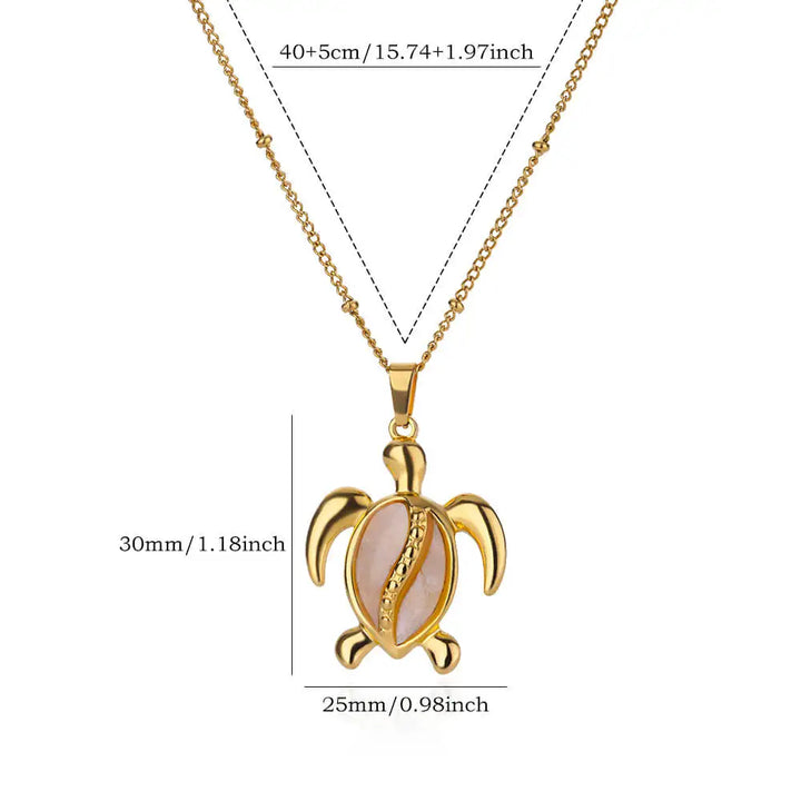 Gold Stainless Steel Starfish Sea Turtle Necklace