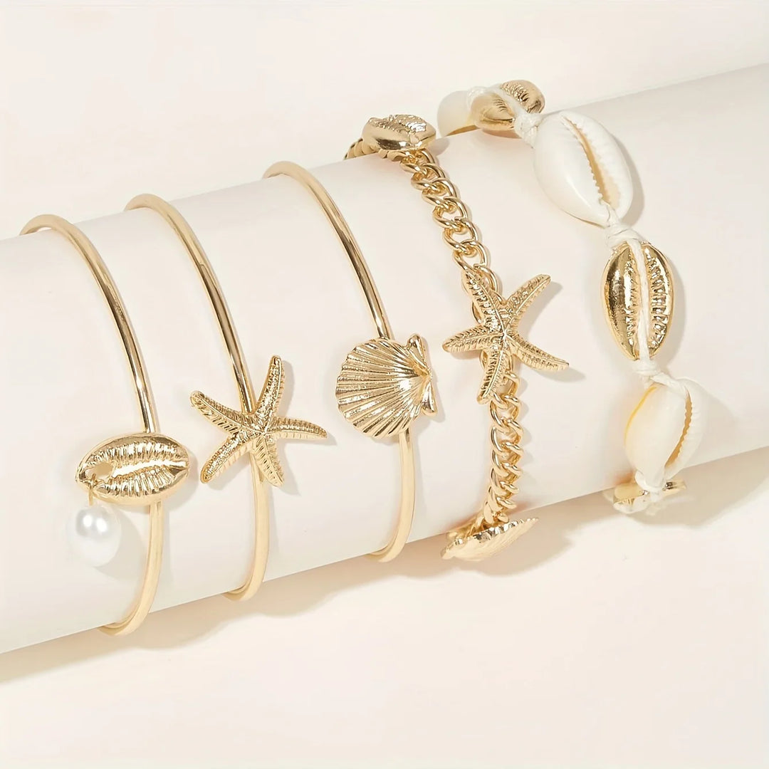 Starfish & Shell Charm Bracelet Set