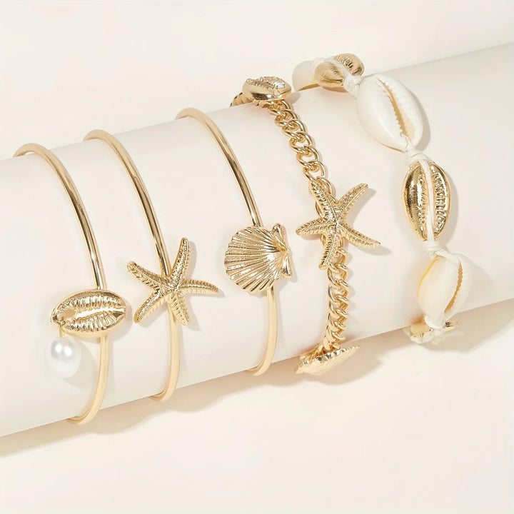 Starfish & Shell Charm Bracelet Set