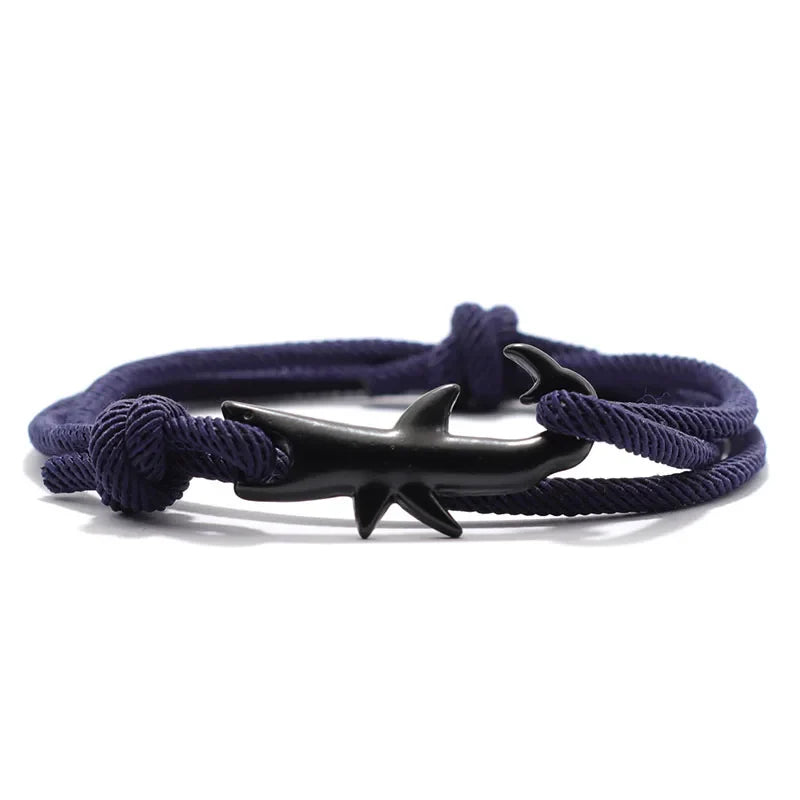 Men's Black Shark Cord Bracelet