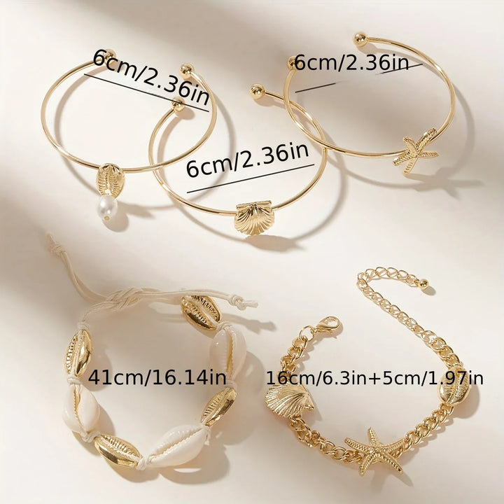 Starfish & Shell Charm Bracelet Set