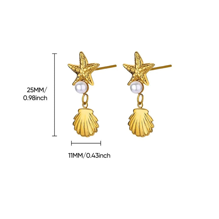 Starfish & Shell Stainless Steel Studs