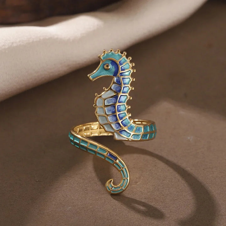 Stainless Steel Starfish Seahorse Ring