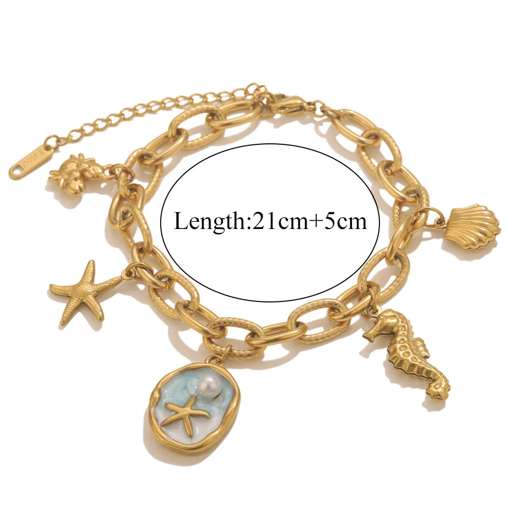 Gold-Plated Starfish Shell Bracelet