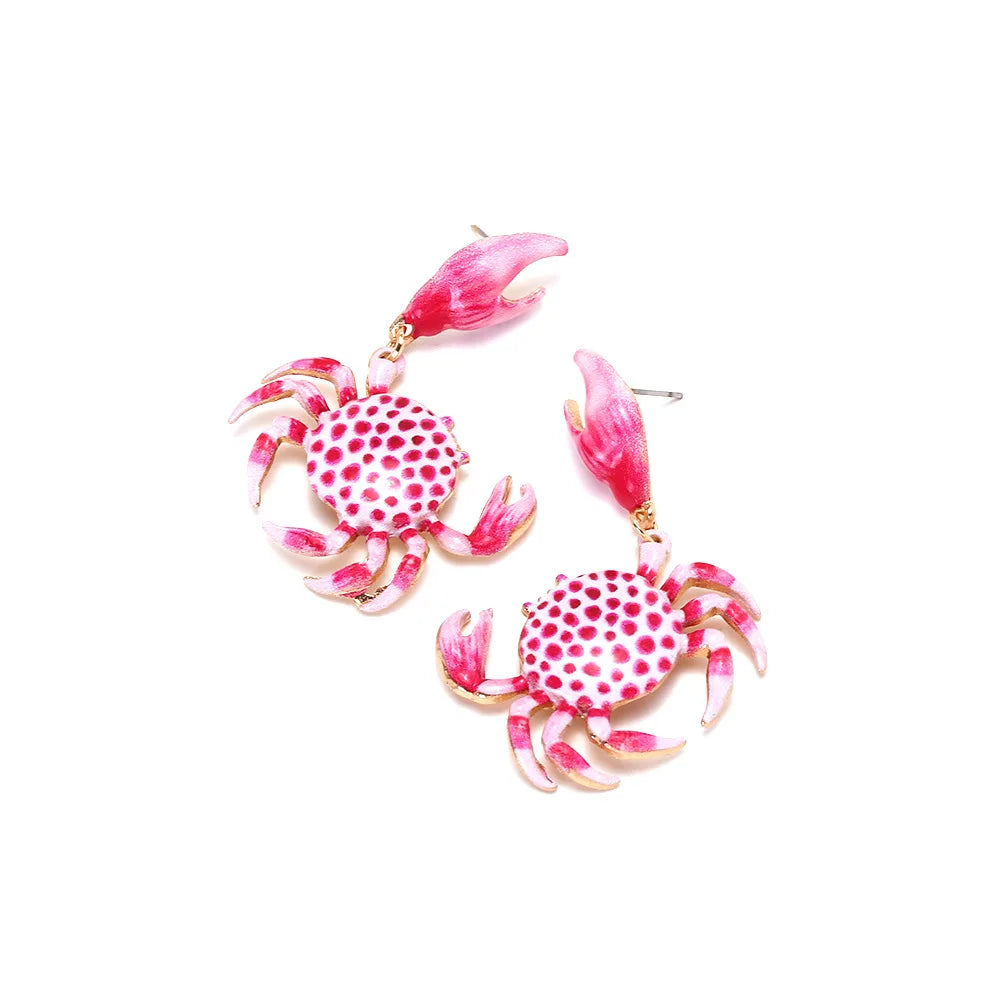 Textured Enamel Crab Earrings
